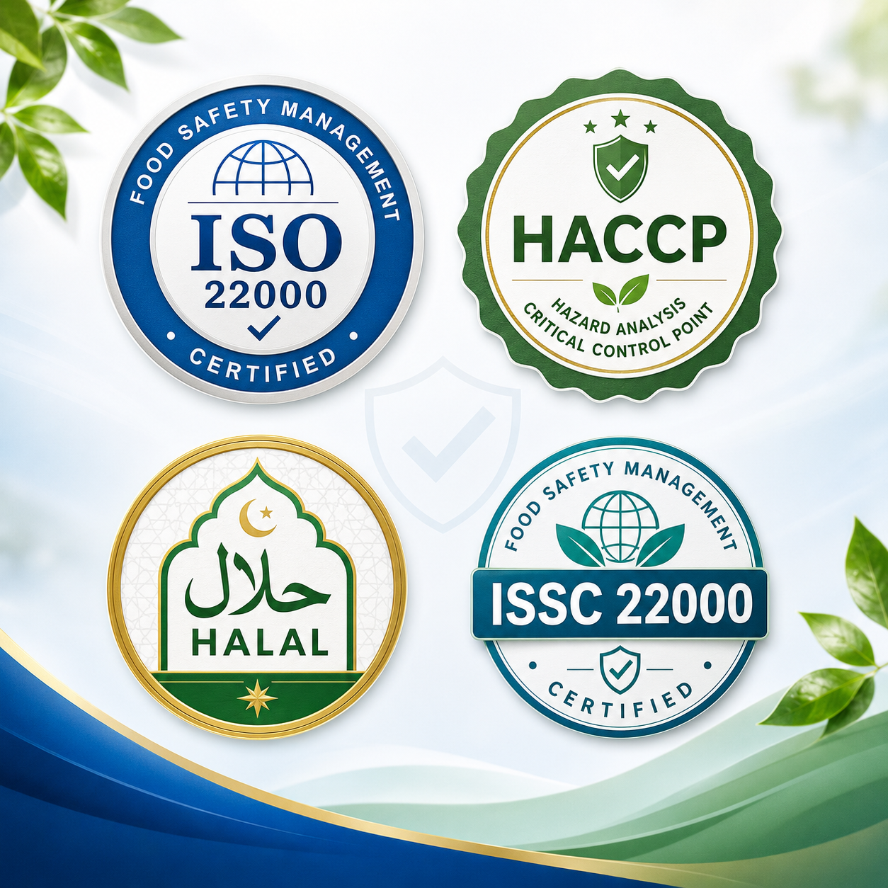 ISO 22000, HACCP, HALAL, ISSC 22000 Certifications